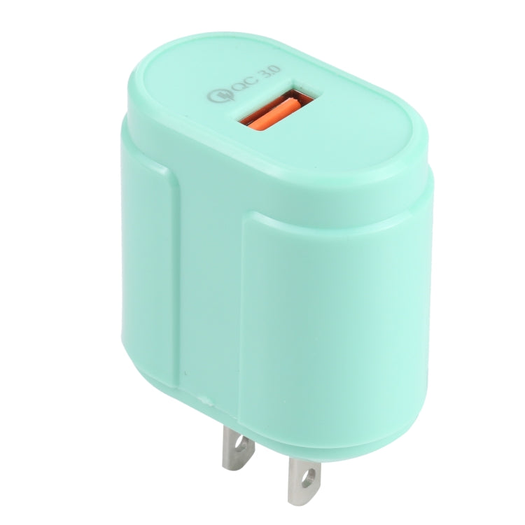 13-3 QC3.0 Single USB Interface Macarons Travel Charger, US Plug(Green) - USB Charger by buy2fix | Online Shopping UK | buy2fix