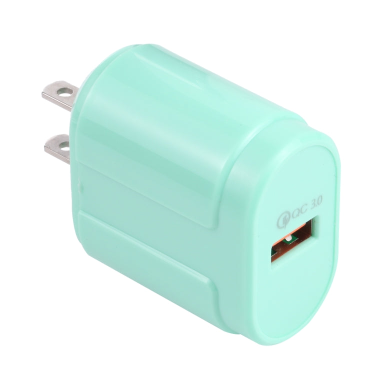 13-3 QC3.0 Single USB Interface Macarons Travel Charger, US Plug(Green) - USB Charger by buy2fix | Online Shopping UK | buy2fix