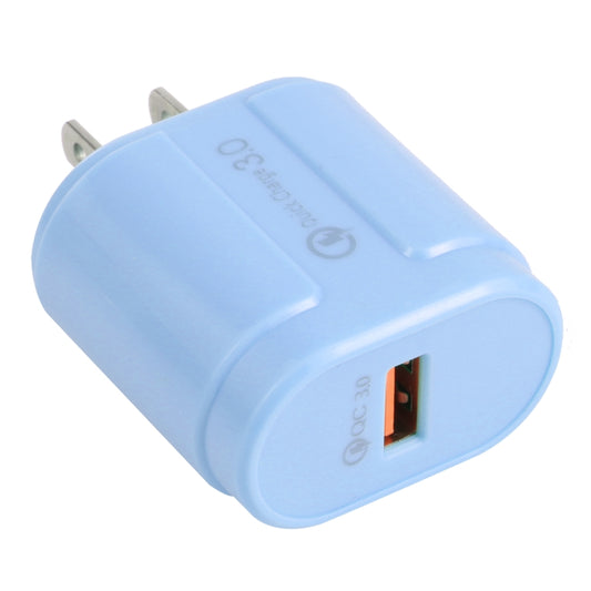 13-3 QC3.0 Single USB Interface Macarons Travel Charger, US Plug(Blue) - USB Charger by buy2fix | Online Shopping UK | buy2fix