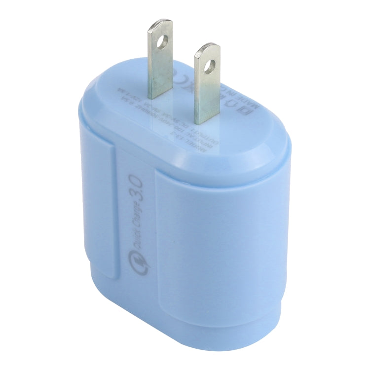13-3 QC3.0 Single USB Interface Macarons Travel Charger, US Plug(Blue) - USB Charger by buy2fix | Online Shopping UK | buy2fix