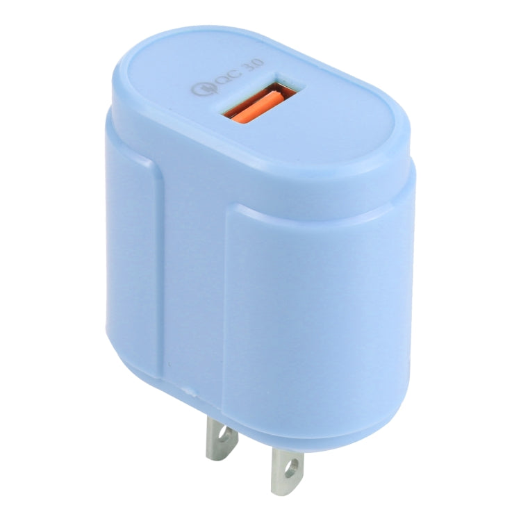 13-3 QC3.0 Single USB Interface Macarons Travel Charger, US Plug(Blue) - USB Charger by buy2fix | Online Shopping UK | buy2fix