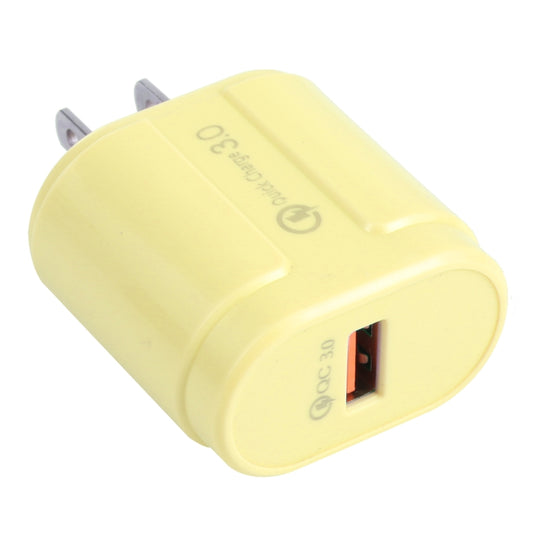 13-3 QC3.0 Single USB Interface Macarons Travel Charger, US Plug(Yellow) - USB Charger by buy2fix | Online Shopping UK | buy2fix