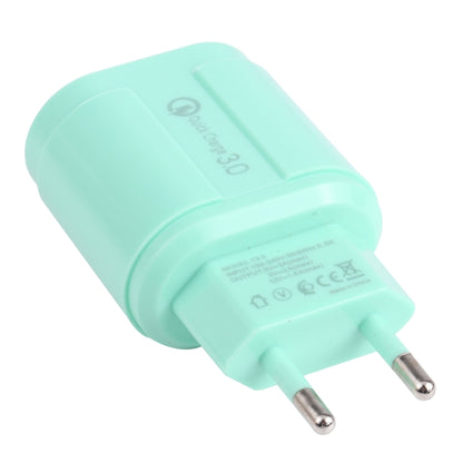 13-222 QC3.0 USB + 2.1A Dual USB Ports Macarons Travel Charger, EU Plug(Green) - USB Charger by buy2fix | Online Shopping UK | buy2fix