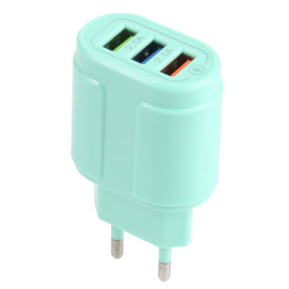 13-222 QC3.0 USB + 2.1A Dual USB Ports Macarons Travel Charger, EU Plug(Green) - USB Charger by buy2fix | Online Shopping UK | buy2fix