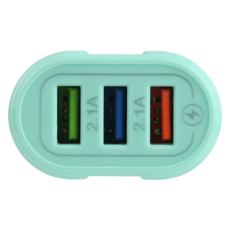 13-222 QC3.0 USB + 2.1A Dual USB Ports Macarons Travel Charger, EU Plug(Green) - USB Charger by buy2fix | Online Shopping UK | buy2fix
