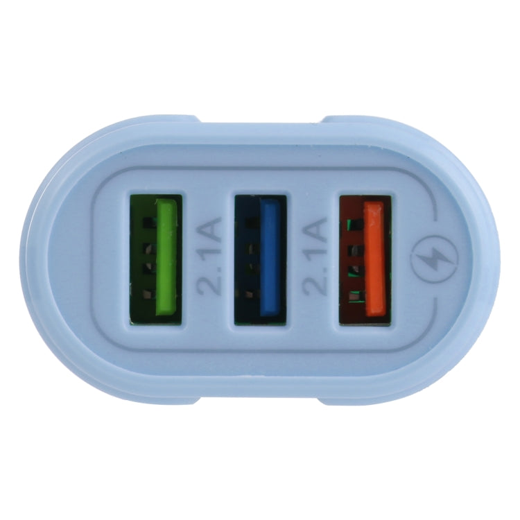 13-222 QC3.0 USB + 2.1A Dual USB Ports Macarons Travel Charger, EU Plug(Blue) - USB Charger by buy2fix | Online Shopping UK | buy2fix