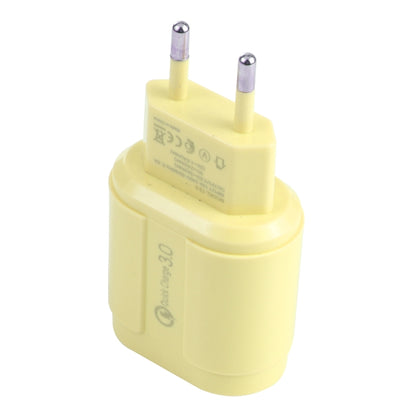 13-222 QC3.0 USB + 2.1A Dual USB Ports Macarons Travel Charger, EU Plug(Yellow) - USB Charger by buy2fix | Online Shopping UK | buy2fix