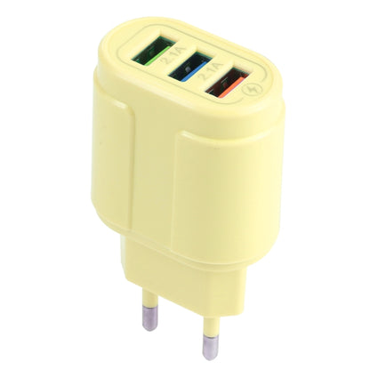 13-222 QC3.0 USB + 2.1A Dual USB Ports Macarons Travel Charger, EU Plug(Yellow) - USB Charger by buy2fix | Online Shopping UK | buy2fix