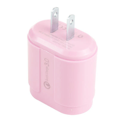 13-222 QC3.0 USB + 2.1A Dual USB Ports Macarons Travel Charger, US Plug(Pink) - USB Charger by buy2fix | Online Shopping UK | buy2fix