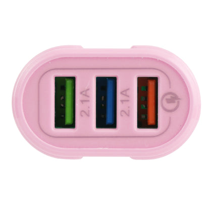 13-222 QC3.0 USB + 2.1A Dual USB Ports Macarons Travel Charger, US Plug(Pink) - USB Charger by buy2fix | Online Shopping UK | buy2fix