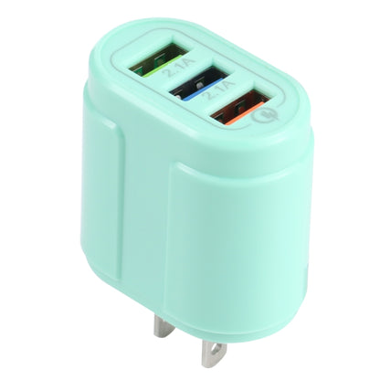 13-222 QC3.0 USB + 2.1A Dual USB Ports Macarons Travel Charger, US Plug(Green) - USB Charger by buy2fix | Online Shopping UK | buy2fix