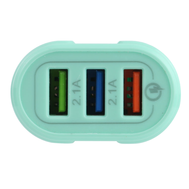 13-222 QC3.0 USB + 2.1A Dual USB Ports Macarons Travel Charger, US Plug(Green) - USB Charger by buy2fix | Online Shopping UK | buy2fix