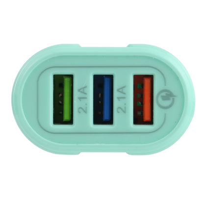 13-222 QC3.0 USB + 2.1A Dual USB Ports Macarons Travel Charger, US Plug(Green) - USB Charger by buy2fix | Online Shopping UK | buy2fix