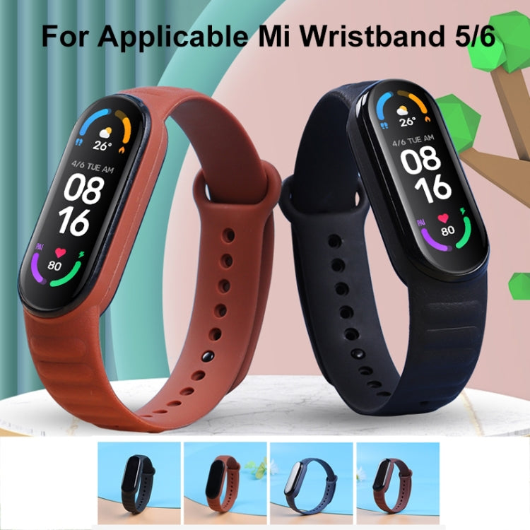 For Xiaomi Mi Band 6 / 5 Universal Silicone Leather Texture Watch Band(Blue) - Watch Bands by MIJOBS | Online Shopping UK | buy2fix