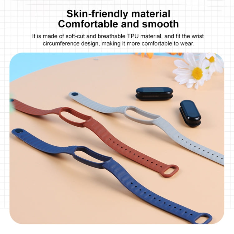For Xiaomi Mi Band 6 / 5 Universal Silicone Leather Texture Watch Band(Blue) - Watch Bands by MIJOBS | Online Shopping UK | buy2fix