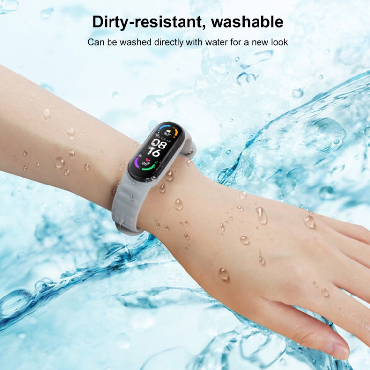 For Xiaomi Mi Band 6 / 5 Universal Silicone Leather Texture Watch Band(Blue) - Watch Bands by MIJOBS | Online Shopping UK | buy2fix