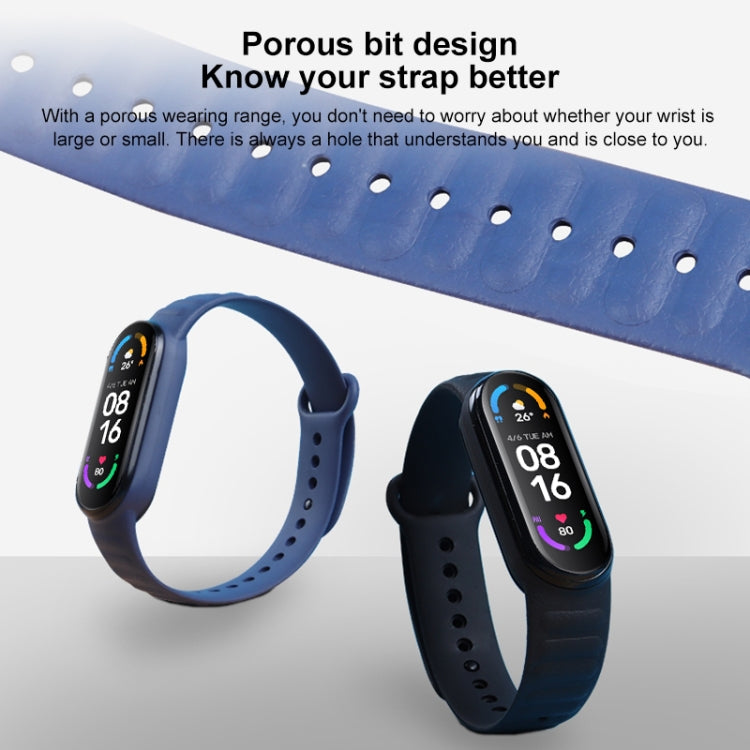 For Xiaomi Mi Band 6 / 5 Universal Silicone Leather Texture Watch Band(Blue) - Watch Bands by MIJOBS | Online Shopping UK | buy2fix