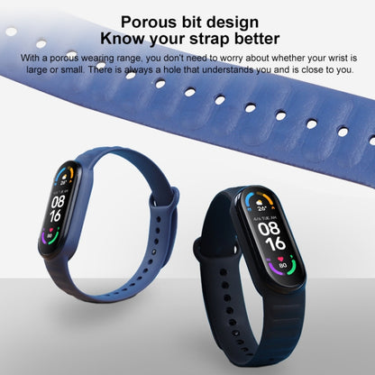 For Xiaomi Mi Band 6 / 5 Universal Silicone Leather Texture Watch Band(Blue) - Watch Bands by MIJOBS | Online Shopping UK | buy2fix