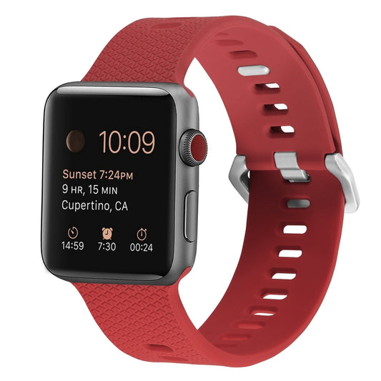Silicone Watch Band For Apple Watch Series 9&8&7 41mm / SE 3&SE 2&6&SE&5&4 40mm / 3&2&1 38mm(Red) by buy2fix