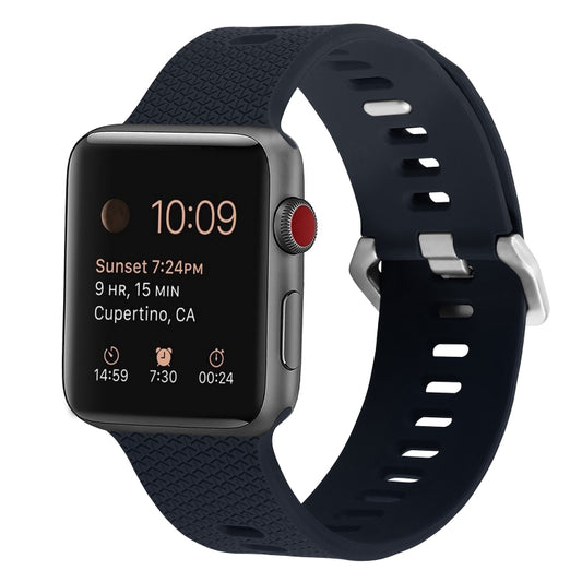 Silicone Watch Band For Apple Watch Series 9&8&7 41mm / SE 3&SE 2&6&SE&5&4 40mm / 3&2&1 38mm(Midnight Blue) by buy2fix