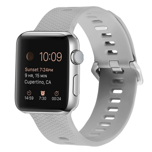 Silicone Watch Band For Apple Watch Series 9&8&7 41mm / SE 3&SE 2&6&SE&5&4 40mm / 3&2&1 38mm(Rock White) by buy2fix