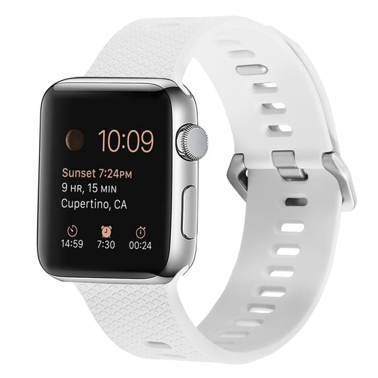 Silicone Watch Band For Apple Watch Ultra 49mm&Watch Ultra 2 49mm / Series 9&8&7 45mm / SE 3&SE 2&6&SE&5&4 44mm / 3&2&1 42mm(White) by buy2fix