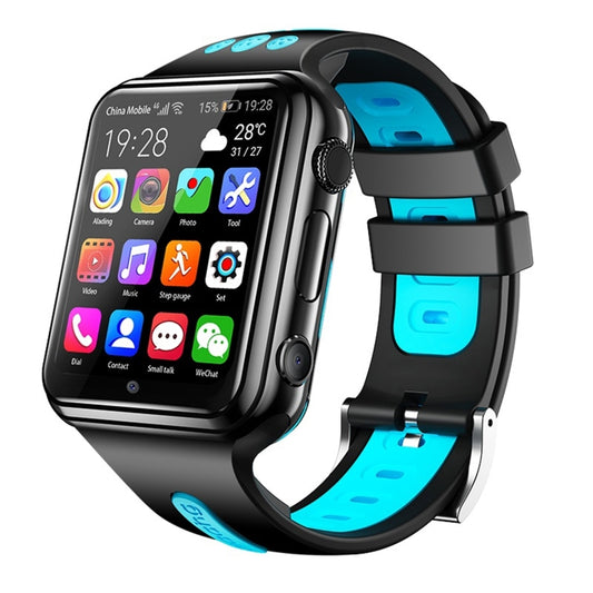 W5 1.54 inch Full-fit Screen Dual Cameras Smart Phone Watch, Support SIM Card / GPS Tracking / Real-time Trajectory / Temperature Monitoring, 2GB+16GB(Black Blue) by buy2fix