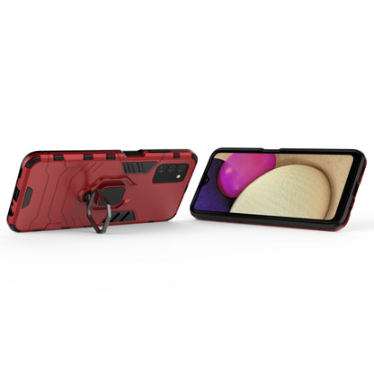 For Samsung Galaxy A03s 164mm PC + TPU Shockproof Protective Case with Magnetic Ring Holder(Red) by buy2fix
