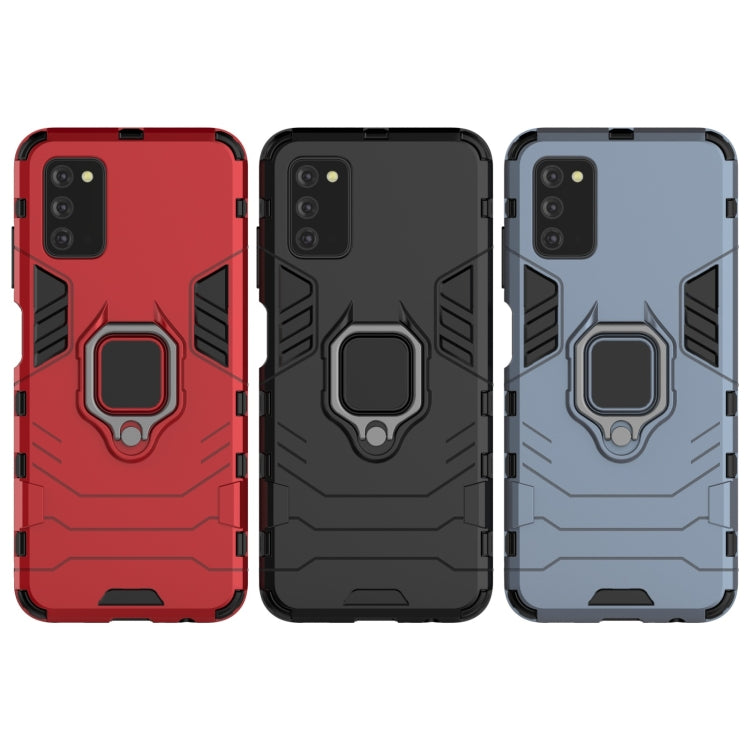 For Samsung Galaxy A03s 164mm PC + TPU Shockproof Protective Case with Magnetic Ring Holder(Red) by buy2fix