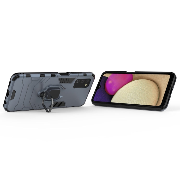 For Samsung Galaxy A03s 164mm PC + TPU Shockproof Protective Case with Magnetic Ring Holder(Navy Blue) by buy2fix