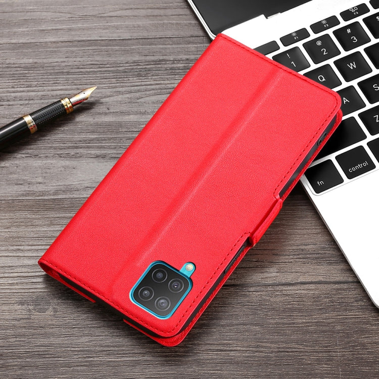 For Samsung Galaxy M12 / F12 Ultra-thin Voltage Side Buckle PU + TPU Horizontal Flip Leather Case with Holder & Card Slot(Red) by buy2fix