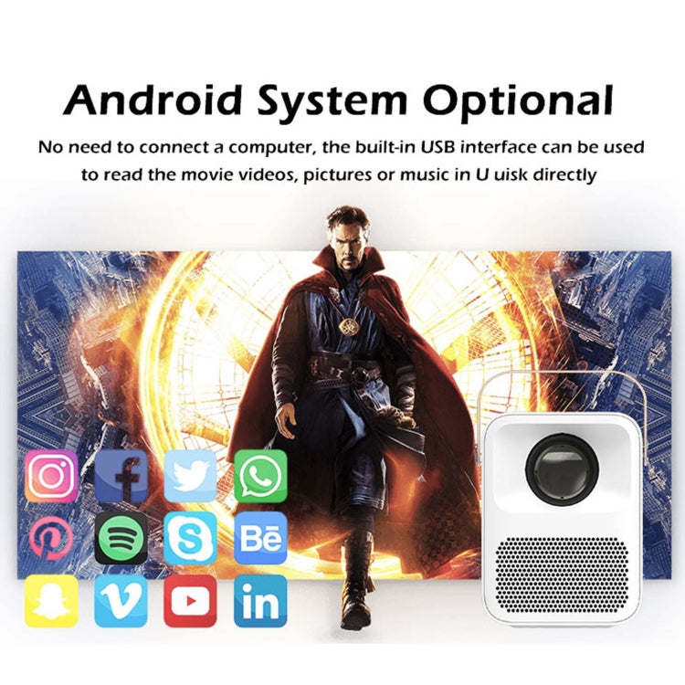 WEJOY Y1 1920x1080P 100 ANSI Lumens Portable Home Theater LED HD Digital Projector, Android 6.0, 1G+16G, UK Plug (White) - LED Projector by WEJOY | Online Shopping UK | buy2fix