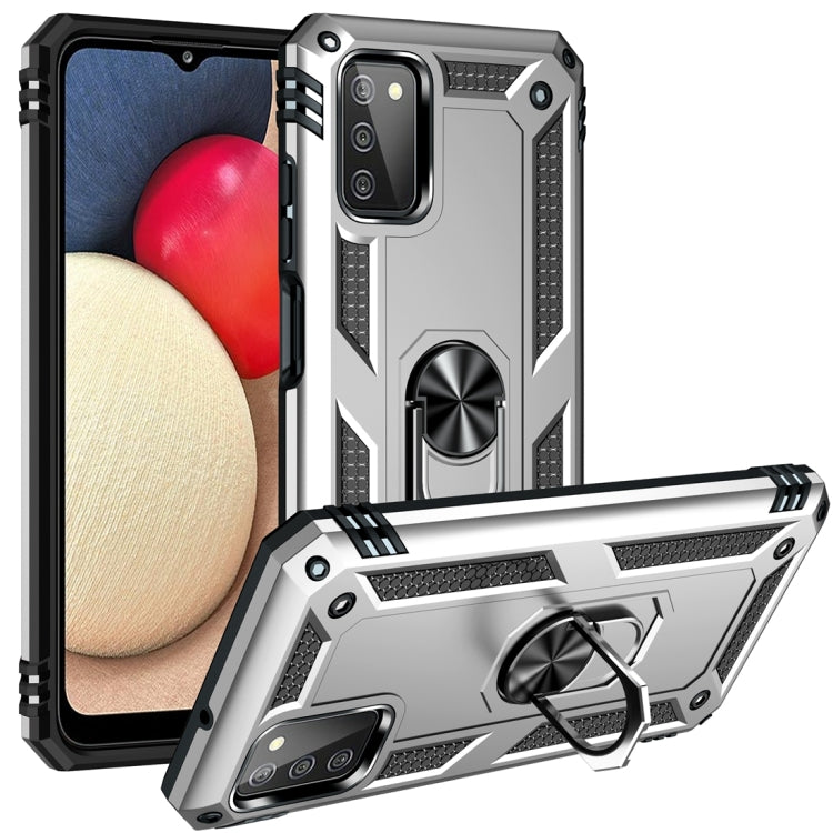 For Samsung Galaxy A03s 166mm Version Shockproof TPU + PC Protective Case with 360 Degree Rotating Holder(Silver) by buy2fix