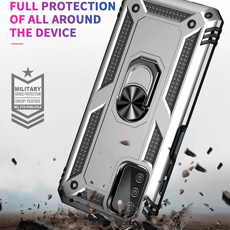 For Samsung Galaxy A03s 166mm Version Shockproof TPU + PC Protective Case with 360 Degree Rotating Holder(Silver) by buy2fix