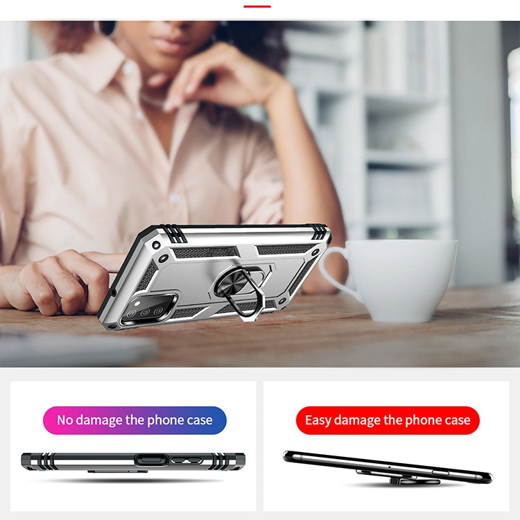 For Samsung Galaxy A03s 166mm Version Shockproof TPU + PC Protective Case with 360 Degree Rotating Holder(Silver) by buy2fix