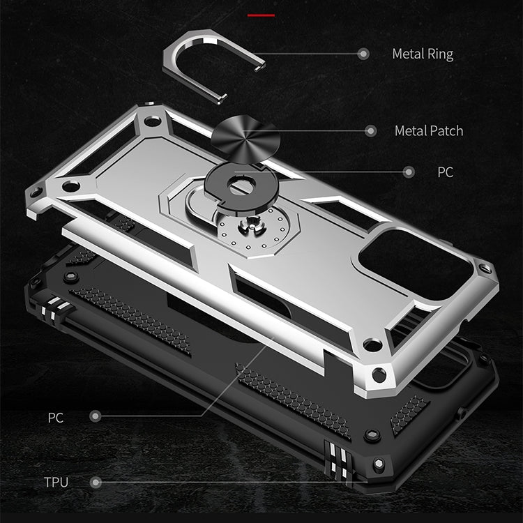 For Samsung Galaxy A03s 166mm Version Shockproof TPU + PC Protective Case with 360 Degree Rotating Holder(Silver) by buy2fix