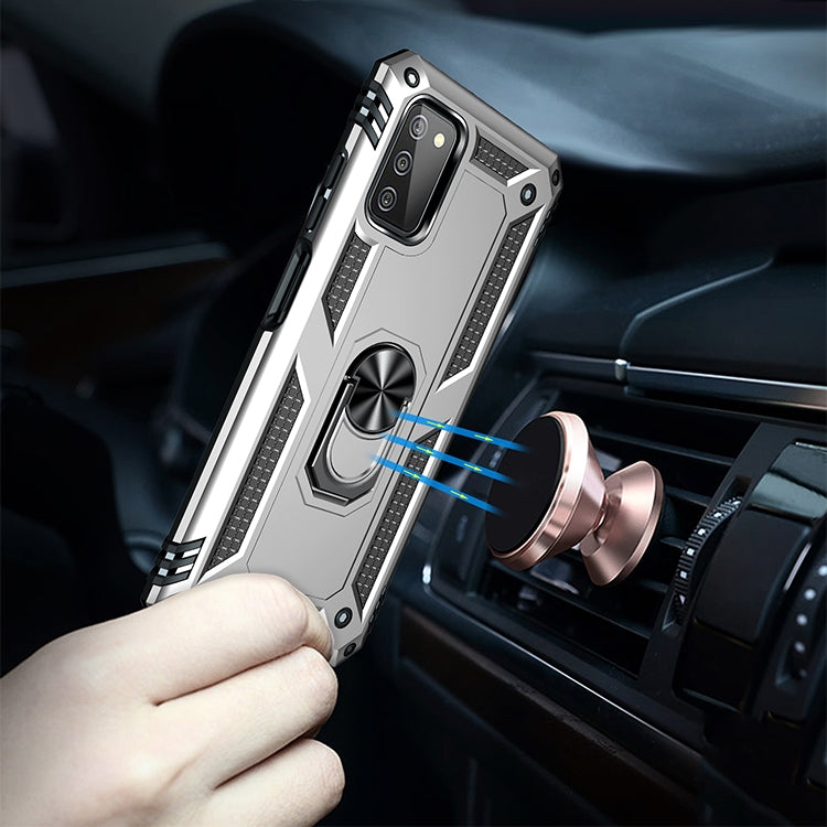 For Samsung Galaxy A03s 166mm Version Shockproof TPU + PC Protective Case with 360 Degree Rotating Holder(Silver) by buy2fix