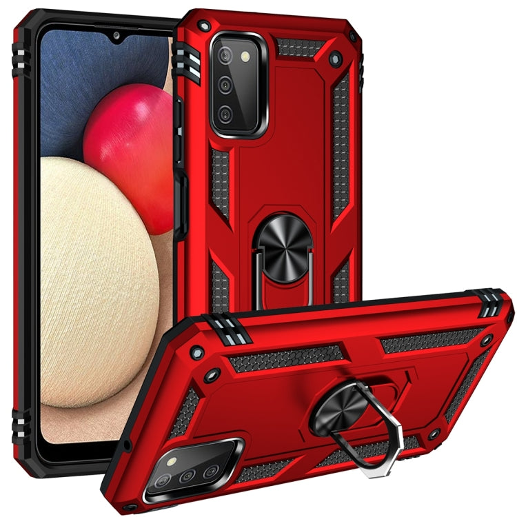 For Samsung Galaxy A03s 166mm Version Shockproof TPU + PC Protective Case with 360 Degree Rotating Holder(Red) by buy2fix