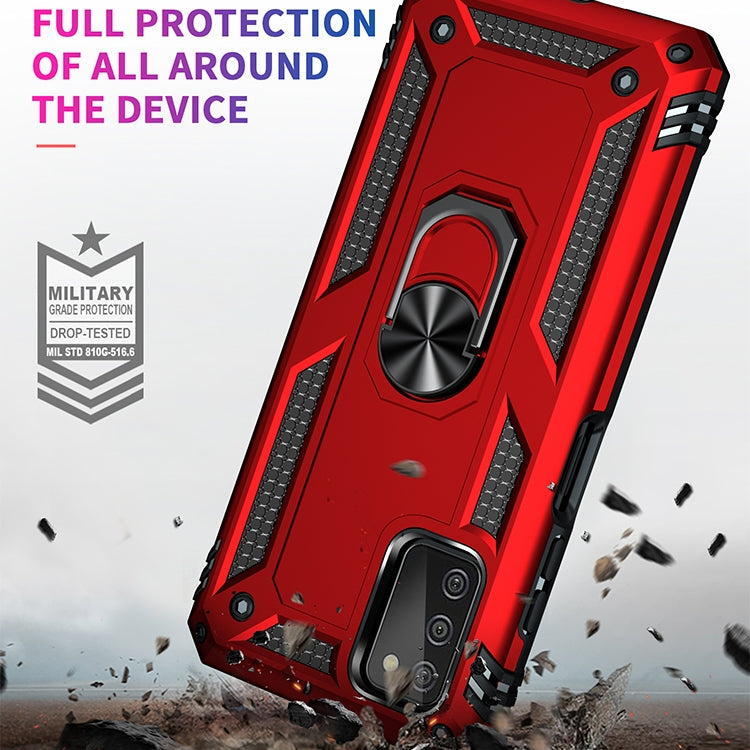 For Samsung Galaxy A03s 166mm Version Shockproof TPU + PC Protective Case with 360 Degree Rotating Holder(Red) by buy2fix