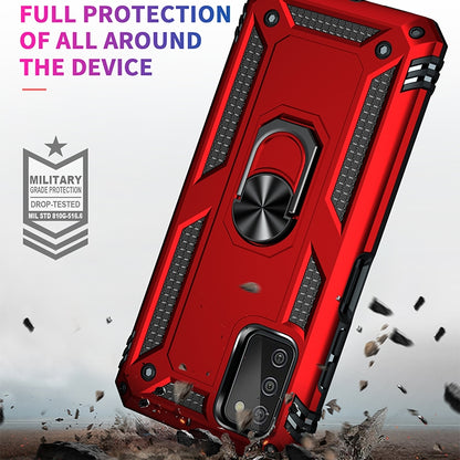 For Samsung Galaxy A03s 166mm Version Shockproof TPU + PC Protective Case with 360 Degree Rotating Holder(Red) by buy2fix