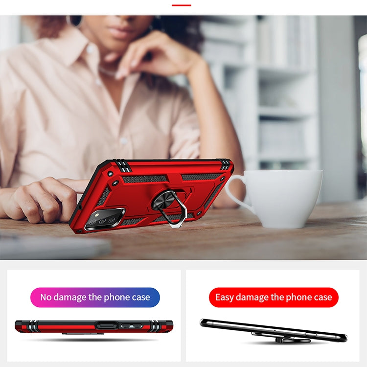 For Samsung Galaxy A03s 166mm Version Shockproof TPU + PC Protective Case with 360 Degree Rotating Holder(Red) by buy2fix