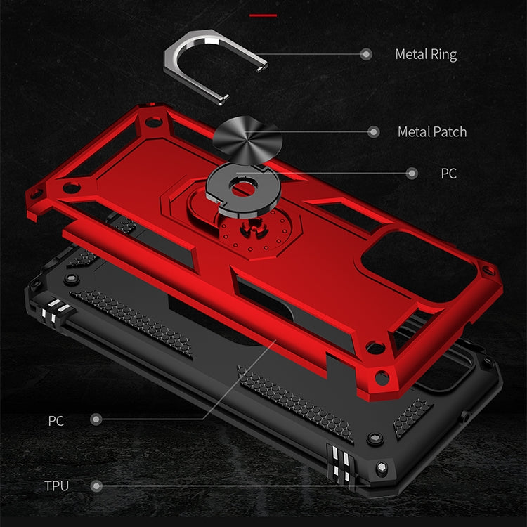 For Samsung Galaxy A03s 166mm Version Shockproof TPU + PC Protective Case with 360 Degree Rotating Holder(Red) by buy2fix