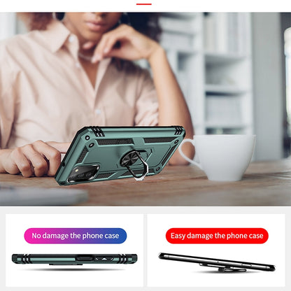 For Samsung Galaxy A03s 166mm Version Shockproof TPU + PC Protective Case with 360 Degree Rotating Holder(Dark Green) by buy2fix