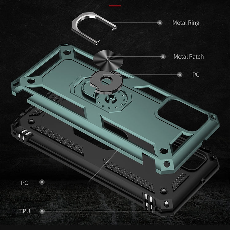 For Samsung Galaxy A03s 166mm Version Shockproof TPU + PC Protective Case with 360 Degree Rotating Holder(Dark Green) by buy2fix