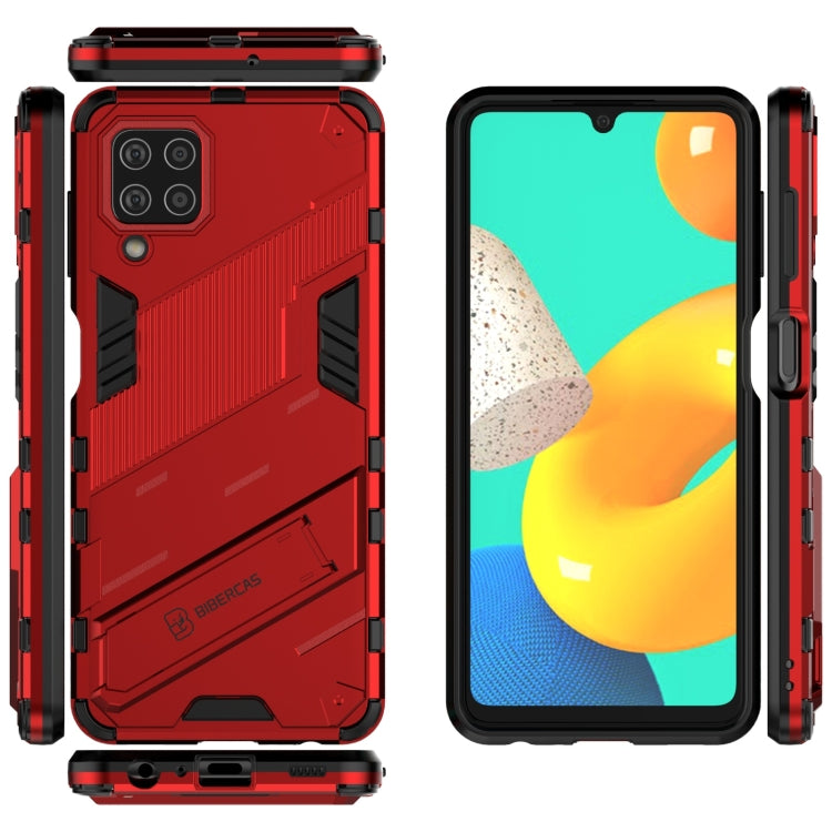 For Samsung Galaxy M32 Punk Armor 2 in 1 PC + TPU Shockproof Case with Invisible Holder(Red) by buy2fix