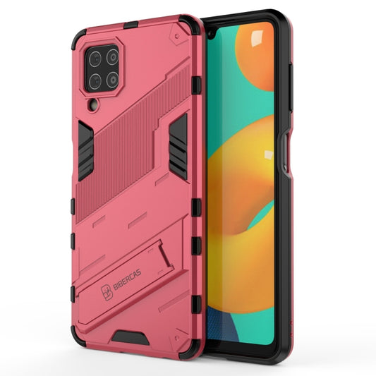 For Samsung Galaxy M32 Punk Armor 2 in 1 PC + TPU Shockproof Case with Invisible Holder(Light Red) by buy2fix