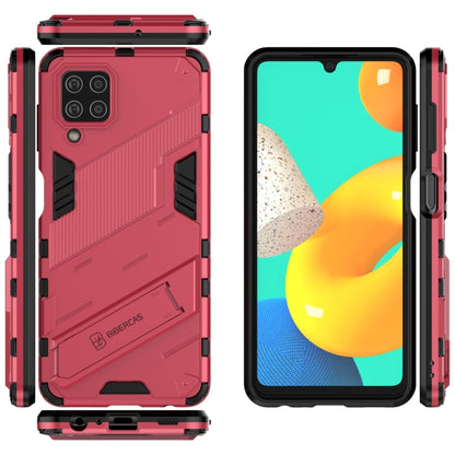 For Samsung Galaxy M32 Punk Armor 2 in 1 PC + TPU Shockproof Case with Invisible Holder(Light Red) by buy2fix
