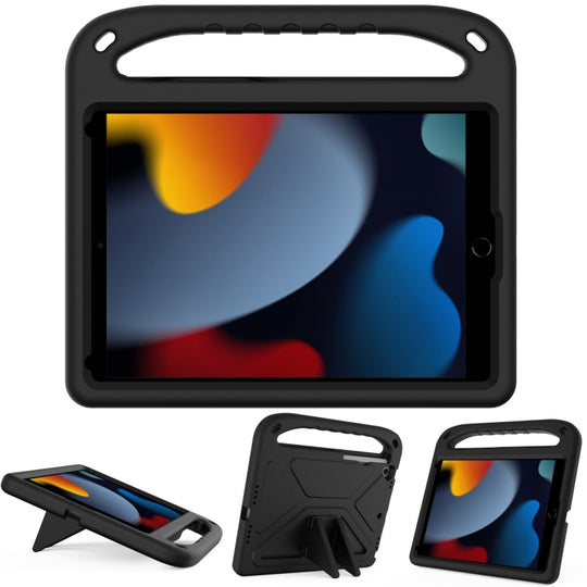 For iPad 10.2 2021 / 2020 / 2019 Handle Portable EVA Shockproof Protective Case with Triangle Holder(Black)