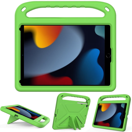 For iPad 10.2 2021 / 2020 / 2019 Handle Portable EVA Shockproof Protective Case with Triangle Holder(Green)
