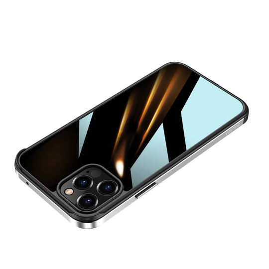For iPhone 11 Pro Max SULADA Shockproof Aviation Aluminum Metal Frame + Nano Glass + TPU Protective Case (Silver)